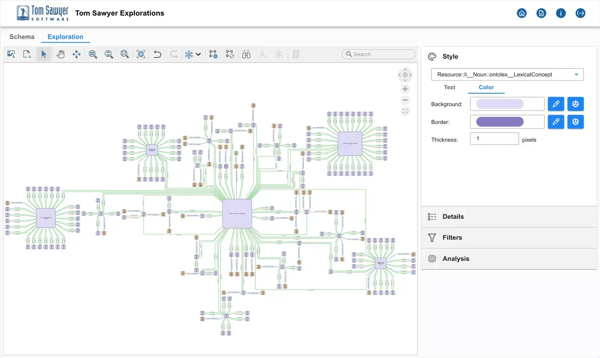 Attribute-based node color and text highlights key information, providing data insights that are visually compelling.